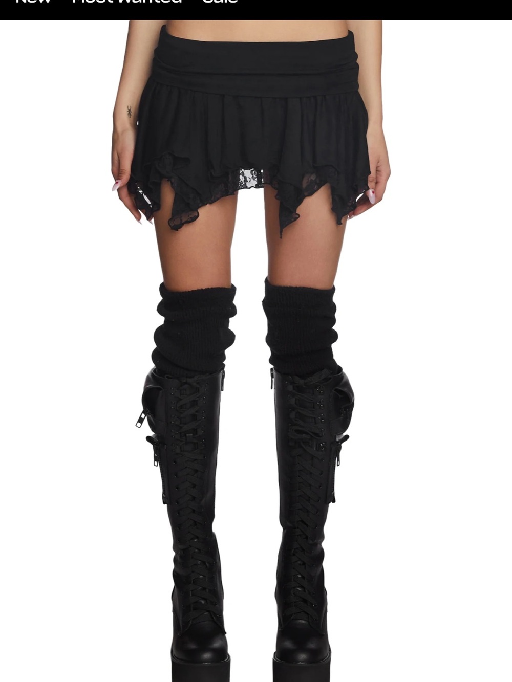 Current Mood Black Mini Skirt with Handkerchief Hem